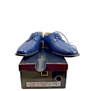 Bolano Men's Dress Shoes Size 9.5 Blue Faux Croc Designer Business Attire